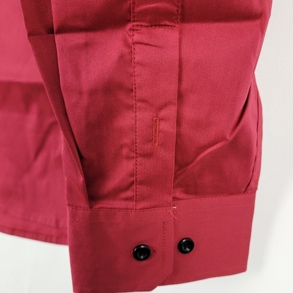 NWT Coofandy Mens Plaid Collar Button Down Long Sleeve Dress Shirt Wine Red XXL. - Picture 7 of 10